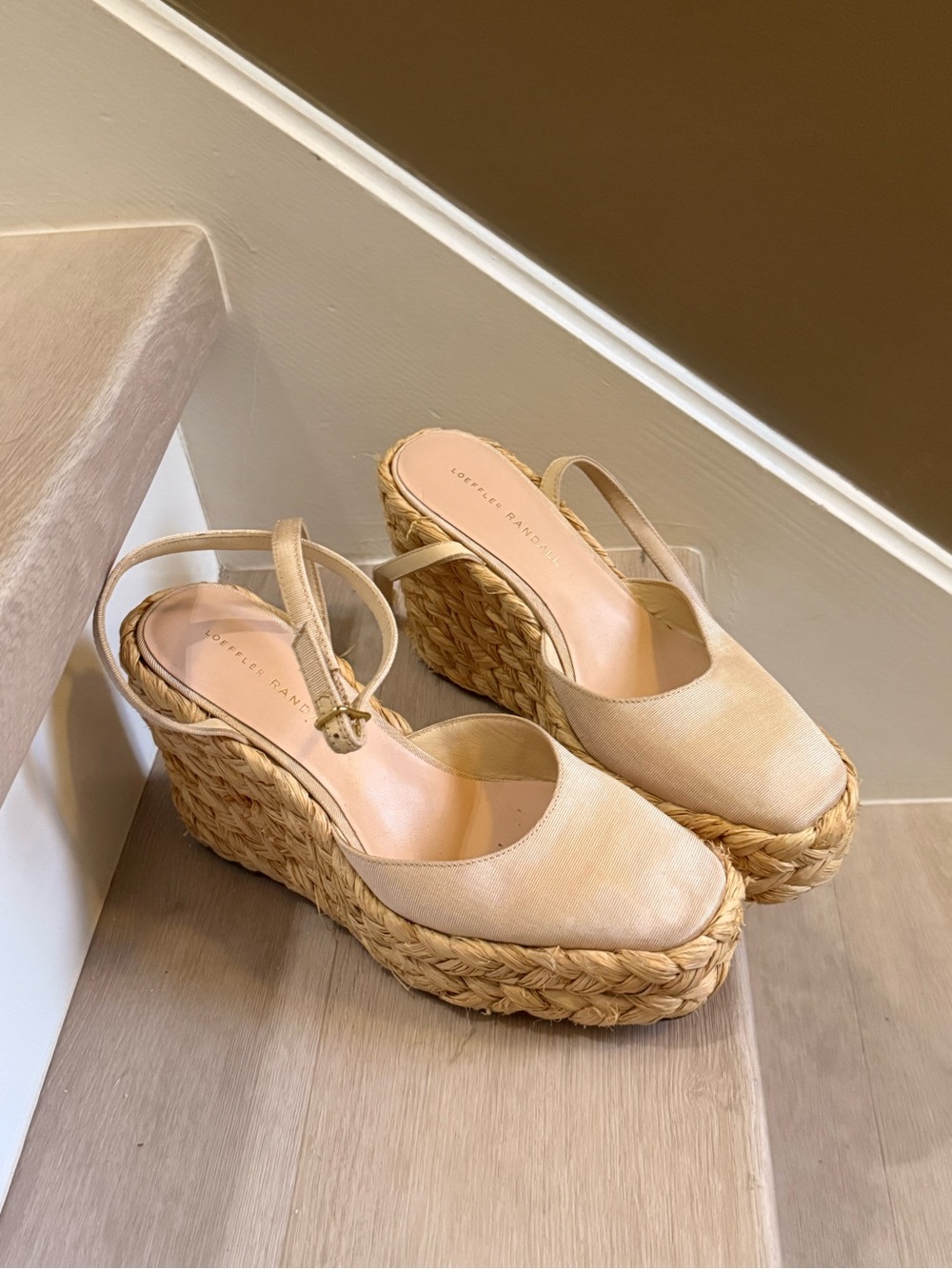 Loeffler Randall Natural Beige Espadrille Woven Platform Slingbacks
